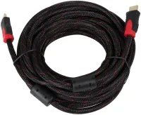 Посилений кабель Hdmi to Hdmi 20м 1080p в обмотці, кабель-подовжувач HDMI-HDMI 20m 20 m, 20 м для монітора і телевізора в обплетенні Чорно Червоний