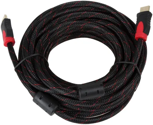 Посилений кабель Hdmi to Hdmi 20м 1080p в обмотці, кабель-подовжувач HDMI-HDMI 20m 20 m, 20 м для монітора і телевізора в обплетенні Чорно Червоний