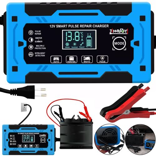 Автомобильное импульсное пускозарядное АКБ Jinnuoyi Pulse Repair Charger 12V 10A устройство с LED дисплеем для зарядки аккумуляторов авто 10Ah–200Ah