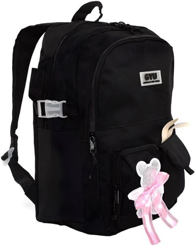 Шкільний набір сумок Fashion Sg5017 4 в 1 для дівчаток, Підлітковий комплект в школу, рюкзак на 16 л сумка шоппер пенал, ранець зі значком Чорний
