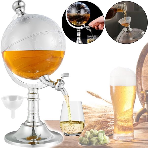 Диспенсер дозатор для алкогольних напоїв Глобус Globe Drink Dispenser 3.5 л скляний резервуар декантер з краном для пива 3500 мл 37х20х23 см