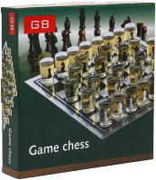 Подарунковий ігровий набір П'яні шахи Game Chess GB-086 настільна алко гра 25х25 см комплект шахів чарок і скляною дошкою для дорослих