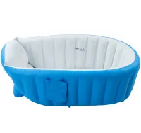Надувна дитяча ванна для купання Intime Baby Bath Tub JS033 протиковзка ванночка з подушкою, зливом і ножним насосом для малюків AND1440