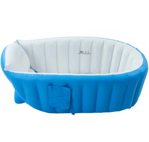 Надувна дитяча ванна для купання Intime Baby Bath Tub JS033 протиковзка ванночка з подушкою, зливом і ножним насосом для малюків AND1440