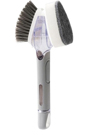 Двухсторонняя щетка с дозатором для мытья посуды Dish Wand Scrub Brush 2 в 1 MAG-582 кухонная губка с насадками, ручкой и емкостью для моющего NGB7