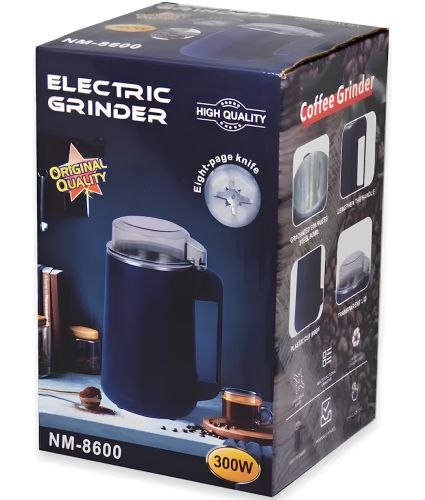 Електрична кавомолка Electric Coffee Grinder NM-8600 подрібнювач з регулюванням помелу з нержавіючої сталі для кави та спецій від мережі 300W