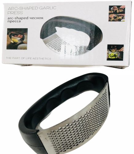 Прес подрібнювач Arc-Shaped Garlic Press для часнику, Ручна часничниця, Часникодавка, натискна часникодавилка з нержавіючої сталі Чорна