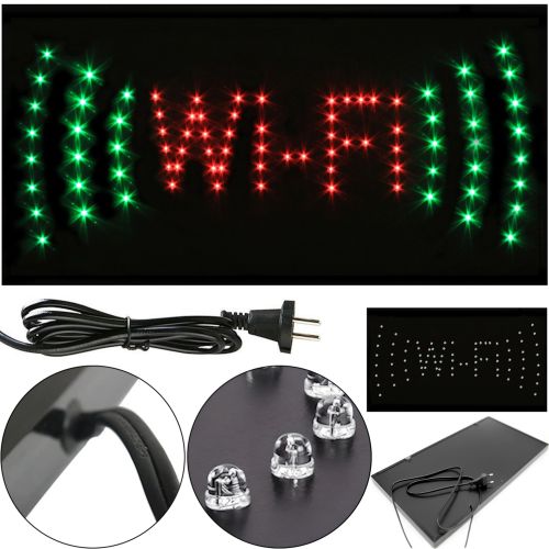 Светодиодная рекламная LED вывеска Wi-Fi Вай фай 48x25 см торговая табличка для внутренней рекламы, световое табло WIFI для кафе и бара от сети