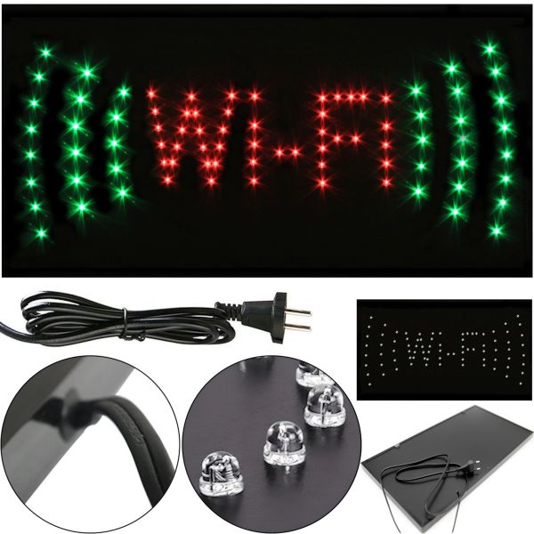 Світлодіодна рекламна LED вивіска Wi-Fi Вай фай 48x25 см торгова табличка для внутрішньої реклами, світлове табло WIFI для кафе і бару від мережі