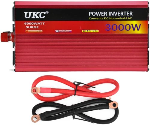 Автомобильный инвертор напряжения UKC AR-3000M 12V-220V 3000W с функцией плавного пуска, авто преобразователь напряжения тока 12В 220В 3000Вт