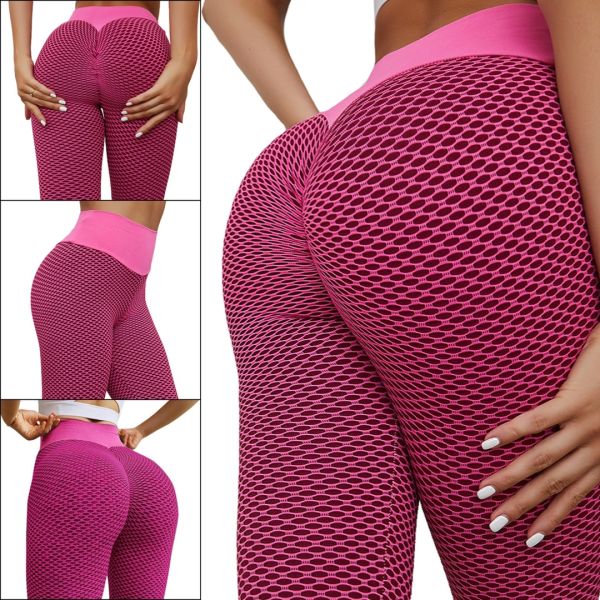 Жіночі спортивні легінси Staples Scrunch Bum рожеві із завищеною високою талією і ефектом пуш-ап стягуючі безшовні лосини для фітнесу push up