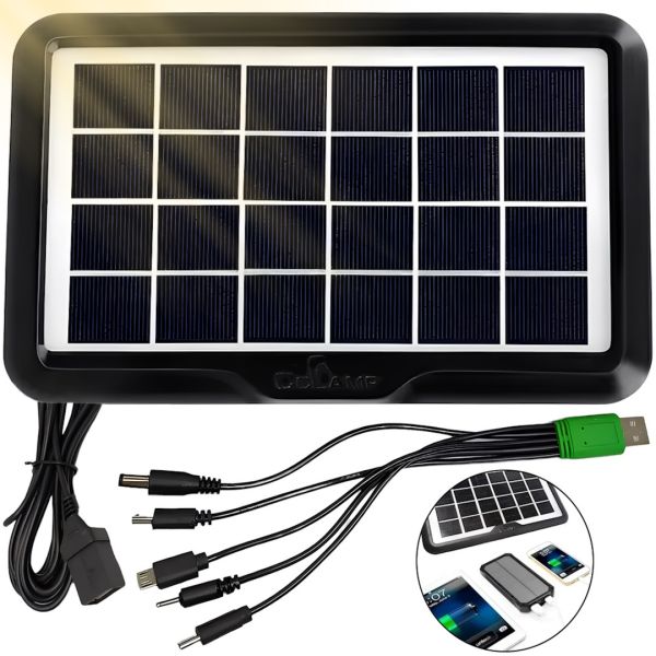 Сонячна панель Cclamp Solar Panel CL-639 4W 6V IP65 портативна батарея з мультикабелем USB для зарядки мобільних пристроїв від сонця 639CL
