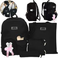 Шкільний набір сумок Fashion Sg5017 4 в 1 для дівчаток, Підлітковий комплект в школу, рюкзак на 16 л сумка шоппер пенал, ранець зі значком Чорний