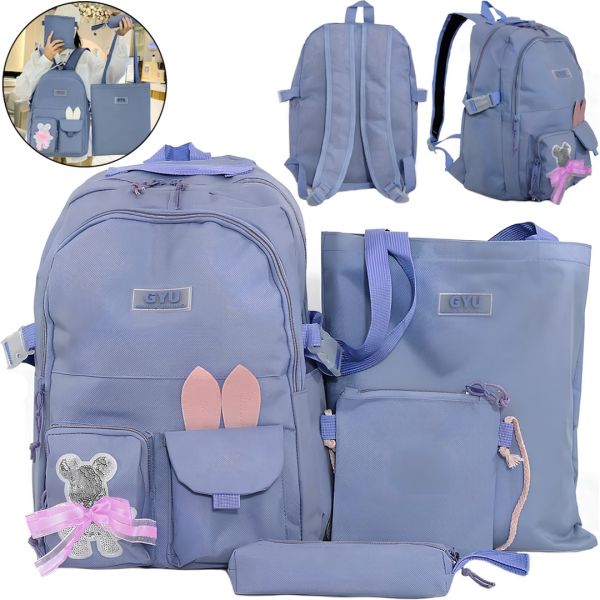 Шкільний набір сумок Fashion Sg5017 4 в 1 для дівчаток, Підлітковий комплект в школу, рюкзак на 16 л сумка шоппер пенал, ранець зі значком Фіолетовий