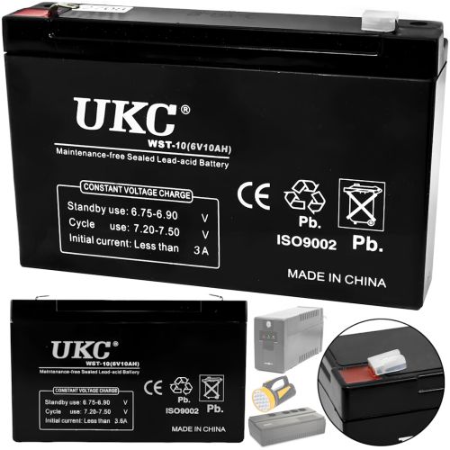 Акумуляторна батарея UKC 6V 10Ah WST-10 універсальний свинцево-кислотний акумулятор 6В 10Ач для торгового обладнання та іграшок