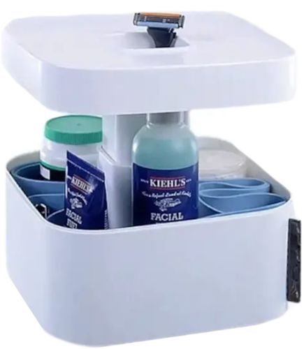 Чоловічий розкладний органайзер бокс Men's Storage Box 20x20x12 см для зберігання дрібниць у ванну, косметична коробка для приладдя Білий
