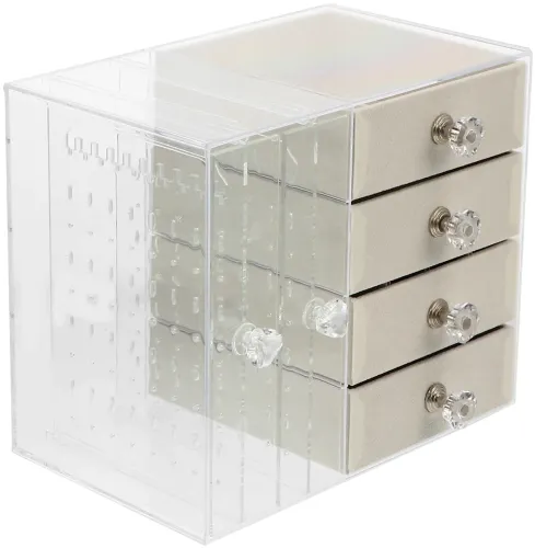 Шкатулка для зберігання ювелірних прикрас Jewelry Box LD-1033, акриловий органайзер із 6-секційними шухлядами для біжутерії та аксесуарів XL-1831