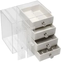 Шкатулка для зберігання ювелірних прикрас Jewelry Box LD-1033, акриловий органайзер із 6-секційними шухлядами для біжутерії та аксесуарів XL-1831