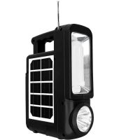 Переносная солнечная станция CcLamp CL-830 аккумуляторный LED фонарь повербанк с лампочкой и FM радио на солнечной батареи USB Bluetooth Power Bank