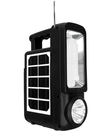 Переносная солнечная станция CcLamp CL-830 аккумуляторный LED фонарь повербанк с лампочкой и FM радио на солнечной батареи USB Bluetooth Power Bank