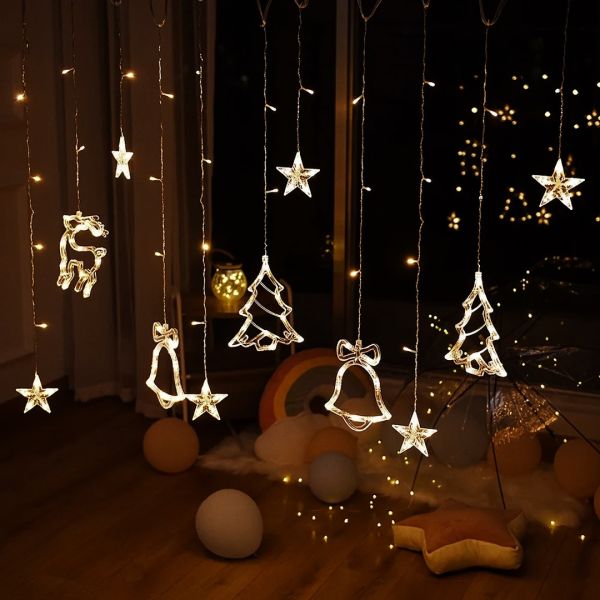 Внутрішня гірлянда штора завісу Різдво Christmas Style теплий білий 2. 5Х1 м 138 LED діодів WW Світлодіодна гірлянда-завісу на вікно 2. 5мх1м 220V