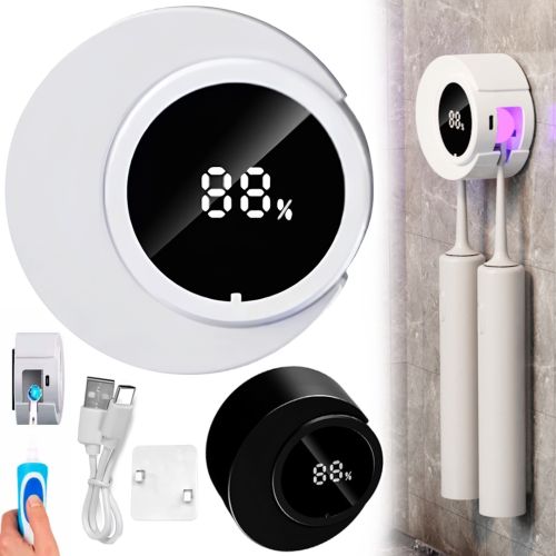 Настенный УФ стерилизатор зубных щеток Toothbrush Sterilizer Holder YQ-S02 автоматический держатель с ультрафиолетовой дезинфекцией и дисплеем от USB