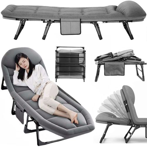 Розкладне одномісне ліжко Jet Folding-Bed MA03-9 розкладачка лежак з матрацом і підголовником до 160 кг складне крісло 200Х70Х30 см AND 193-64