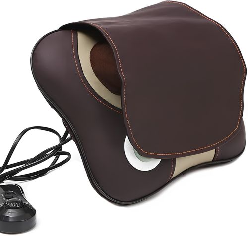 Массажная подушка Massage Pillow HT-8802 роликовый массажер для спины и шеи с подогревом, режимом магнитотерапии и подсветкой 3 режима работы от сети        