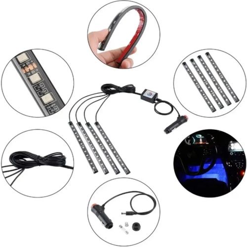 Автомобільна світлодіодна RGB Led підсвічування RL-415 з мікрофоном від прикурювача для салону авто, водонепроникна Bluetooth стрічка iPhone Android