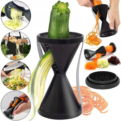 Ручная спиральная терка Spiral Slicer ST-86 овощерезка для шинковки корейской моркови, овощей и фруктов соломкой, спиральный слайсер 13x7 см Черный
