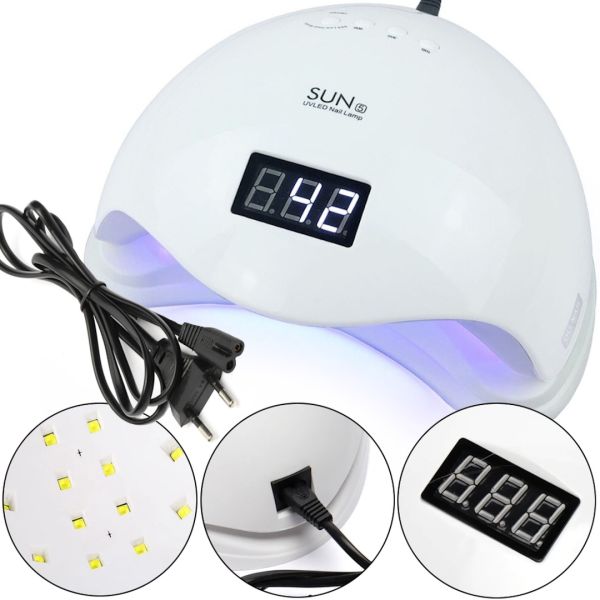 Професійна УФ лампа SUN5 для манікюру і педикюру 48W UV LED з екраном і таймером, апарат для сушіння гель лаку і гелю для нігтів Сан 5 White
