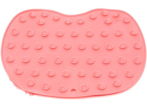 Силиконовый массажный коврик Чистюля щетка Shower Foot Scrubber Mat Pink LY-379 для спины и ног на присосках, настенная мочалка для душа Розовая