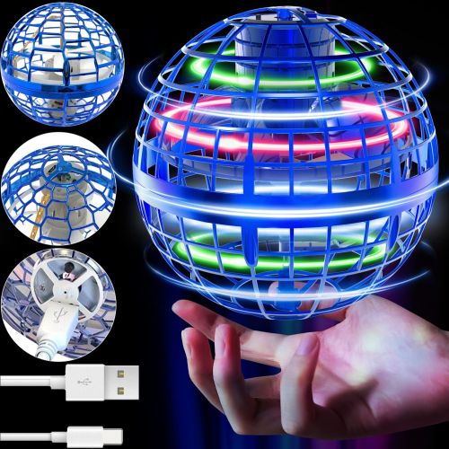 Світиться літаючий куля спиннер FlyNova pro Gyrosphere USB з LED підсвічуванням, інтерактивна іграшка левітуючий м'яч бумеранг 95мм для дітей Синій