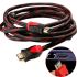 Посилений кабель Hdmi to Hdmi 5м 1080p в обмотці Кабель-подовжувач HDMI-HDMI 5M 5 m, 5 м для монітора і телевізора в обплетенні чорно червоний