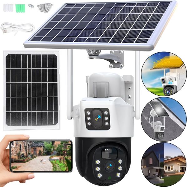 Вулична IP камера відеоспостереження Solar Camera V36 WI-FI поворотна відеокамера з двома лінзами і віддаленим доступом від сонячної панелі V36