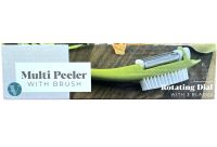 Мульти-чистка для овочів з щіткою Multi Peeller 3 в 1 кухонна Ручна овощечистка для очищення і видалення шкірки фруктів, чистилка з насадками Зелена