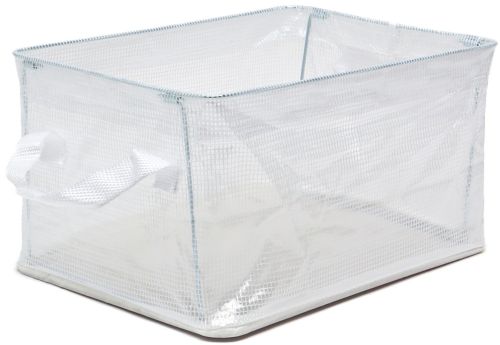 Універсальний органайзер в шафу Storage Box LY-706 48х20х20 см прозора тканинна кошик з каркасом для зберігання речей і нижньої білизни 27 л біла