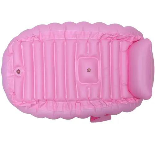 Надувна дитяча ванна для купання Intime Baby Bath Tub JS033 — протиковзка ванночка з подушкою, зливом і насосом для малюків, рожева YT-226A