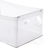 Універсальний органайзер в шафу Storage Box LY-706 48х20х20 см прозора тканинна кошик з каркасом для зберігання речей і нижньої білизни 27 л біла