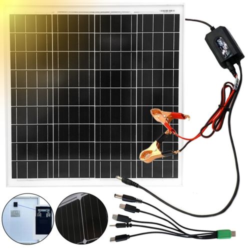 Сонячна монокристалічна панель Cclamp Solar Panel CL - 1825 20W 18V IP65 портативна батарея з мультикабелем USB для зарядки від сонця 1825CL