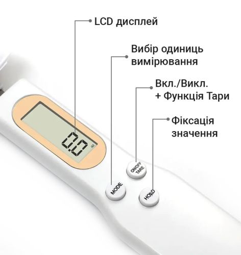 Електронні ваги мірна ложка з LCD екраном CUILLERE balance EL-57 0,1 - 500 гр Digital Spoon Scale електронна кухонна ложка - ваги Цифрова до 500г
