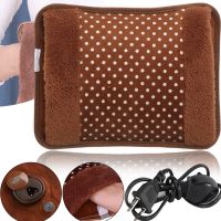 Электрическая водяная грелка Hot Water Bag HD-03 для согревания рук 500W Плюшевая мягкая муфта электрогрелка с подогревом 34х24 см от сети Коричневая