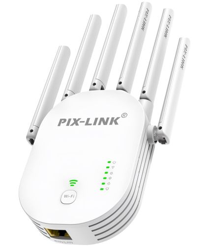 Бездротовий WI-FI ретранслятор Repeater Pix-Link LV-WR60T підсилювач сигналу до 300 Мбіт з WLAN ретранслятор розширювач діапазону вай фай роутера 6 антен
