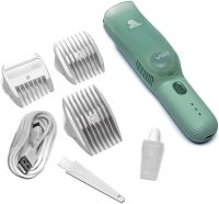 Машинка для стрижки дітей VGR Baby V-155 5W бездротовий вакуумний дитячий тример для немовлят з витяжкою волосся і насадками на акумуляторі Зелений