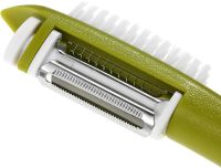 Мульти-чистка для овочів з щіткою Multi Peeller 3 в 1 кухонна Ручна овощечистка для очищення і видалення шкірки фруктів, чистилка з насадками Зелена
