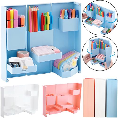 Настільний складаний органайзер Folding Storage Box FB - 1990 для канцелярського приладдя, підставка кейс для канцелярії і дрібниць на 6 відділень