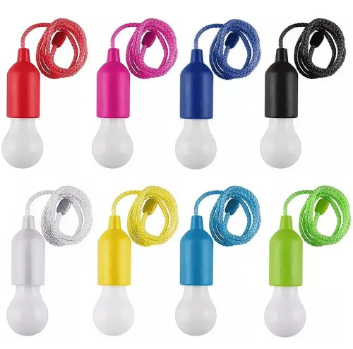 Подвесная LED лампа на шнурке Bailong BL-15418 портативный светодиодный фонарь на веревке, навесная лампочка на батарейках TY-6088 Холодный белый 