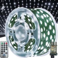 Новогодняя гирлянда роса 50 метров 500 LED диодов с пультом Холодная белая IP44, светодиодная нить Xmas 8 режимов от сети 220V Холодный белый