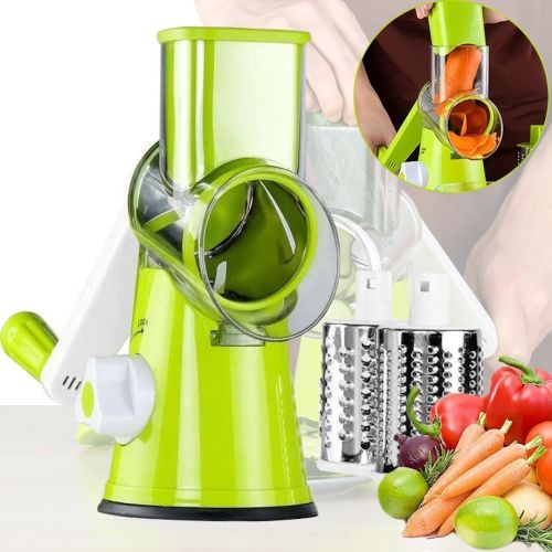 Багатофункціональний мультислайсер Kitchen Master овочерізка для нарізування овочів і фруктів 3 насадки, Ручна овочерізка терка Кітчен майстер Зелена