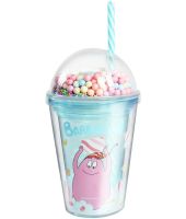 Мультяшна кружка Funny Cup 500 мл пластиковий стакан з подвійними стінками, кришкою, соломинкою і райдужними кульками для води і гарячих напоїв